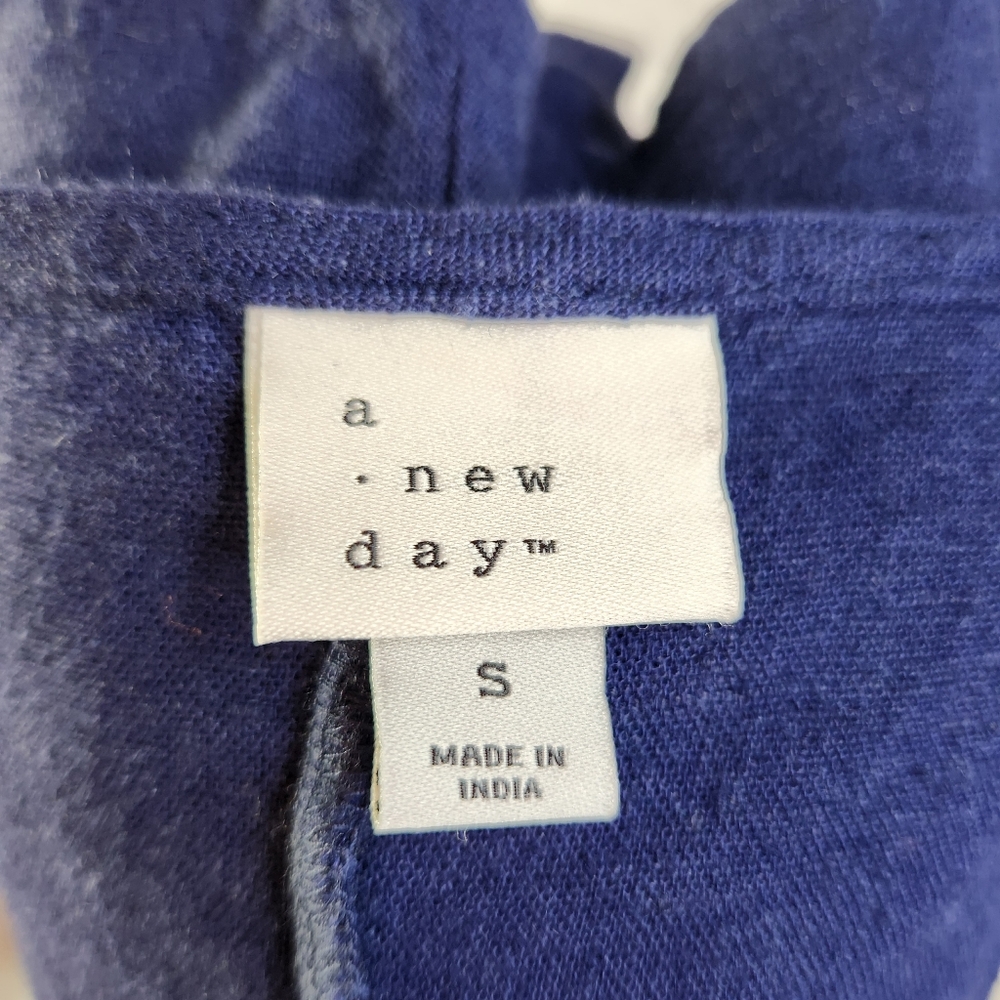 A New Day Linen Blend Button Front Tank Top Womens Sz Small Dark Blue - Picture 5 of 8